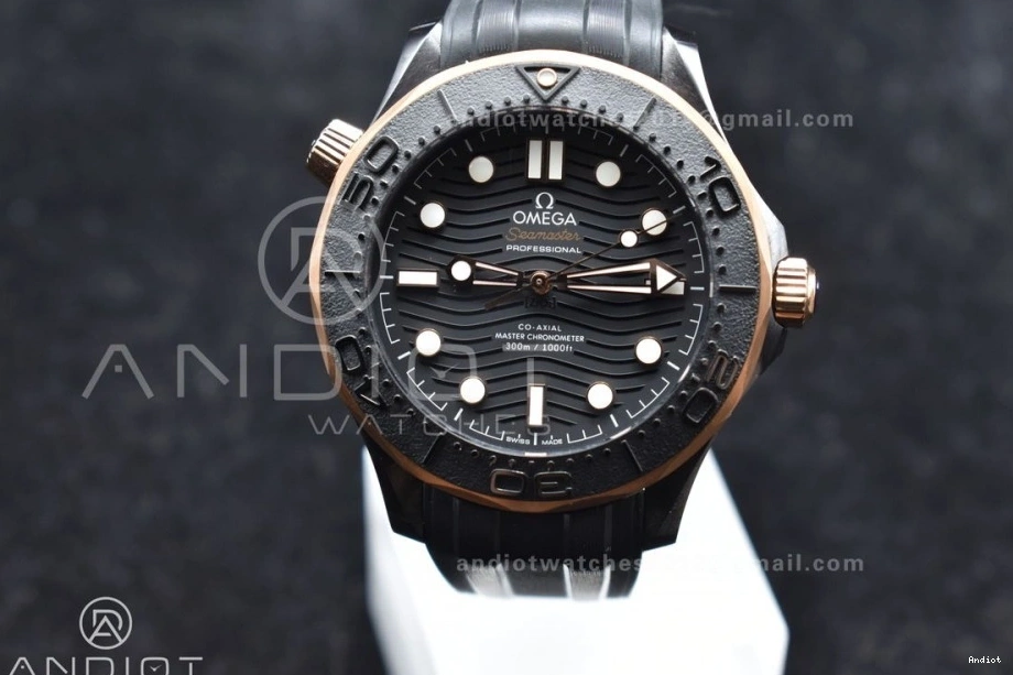 Best 300m Black Seamaster Dial Edition A8806 Ceramic Strap Black RG VSF Black 1:1 on 43.5mm Bezel Rubber 1220